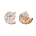 Pair of acrylic shell pendants in cream and brown marble texture for DIY jewelry making - Spiral Conch Style / 5 Pieces (34x34mm) / Light Coffee