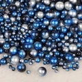 Blue and silver gradient ABS faux pearls for DIY nail art and resin crafts decoration - No Hole / 4/6/8/10mm Mixed, approx 250 Pieces / Silver Black and Blue