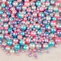 Iridescent 4-10mm gradient ABS pearls for DIY crafts on a soft white plush background - No Hole / 4/6/8/10mm Mixed, approx 250 Pieces / Pink Lake Blue