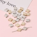 Quadratische CCB-Perlen mit Blumenmuster in Gold und Silber für DIY-Schmuck - Rhombische Blume (10x11mm) / 30 Stk./Packung / Weißgold