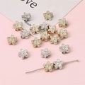 Goldene und silberne Blumen CCB Perlen mit Textur für DIY Schmuckherstellung - Fünfblättrige Blume (9mm) / 30 Stk./Packung / Weißgold