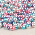 Mixed macaron colors 6-10mm round ABS pearls with iridescent pearlescent finish for DIY crafts - No Hole / 8mm, approx 100 Pieces / Pink Lake Blue