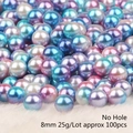 8mm mixed color no hole ABS pearls for nail art and DIY crafts 25g 100pcs set - No Hole / 8mm, approx 100 Pieces / Lake Blue Purple Gradient