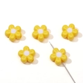 Yellow flower acrylic beads with white centers for DIY jewelry making and bracelets - 11mm (5 Pieces/Pack) / Yellow