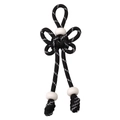 Handmade paracord butterfly keychain in black and white weave with white accent beads - 1 Piece/Pack (Total Length approx. 16cm, Chinese Knot 6x4cm, Rope Thickness approx. 5mm, Large Hole Bead approx. 16mm) / Black