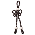 Polyester butterfly knot pendant with dark brown braided rope and white beads - 1 Piece/Pack (Total Length approx. 16cm, Chinese Knot 6x4cm, Rope Thickness approx. 5mm, Large Hole Bead approx. 16mm) / Dark Coffee