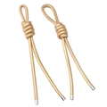 Champagne gold PU leather knot keychain cords with silver metal caps, set of two - 1 Piece/Pack (Approx. 18cm) / Gold