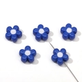 Blue acrylic flower beads with white centers for DIY jewelry making and bracelets - 11mm (5 Pieces/Pack) / Sapphire Blue