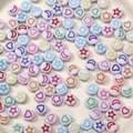 7x4mm white acrylic flat beads with colorful moon and star prints for DIY jewelry - Flat Round Beads / 7x4mm Hole Approx 1mm 100 Pcs/Pack / White Base With Multicolor Pattern