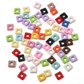 Mixed color acrylic square beads with high gloss finish for DIY jewelry making - Flat Square Large Hole Bead Style / 5 Pieces/Pack (9x9mm) / Mixed Colors