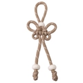 Portachiavi artigianale a farfalla in paracord kaki con perle bianche decorative - 1 Pezzo/Confezione (Lunghezza totale circa 16cm, Nodo cinese 6x4cm, Spessore della corda circa 5mm, Perlina con foro grande circa 16mm) / Cachi