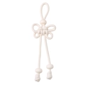 Ciondolo farfalla a nodo cinese bianco in corda di poliestere per gioielli DIY - 1 Pezzo/Confezione (Lunghezza totale circa 16cm, Nodo cinese 6x4cm, Spessore della corda circa 5mm, Perlina con foro grande circa 16mm) / Beige