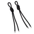 Pair of black leather Peruvian knot pendants with silver metal caps for DIY bag charms - 1 Piece/Pack (Approx. 18cm) / Black