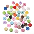 Mixed color acrylic flat round beads with center holes for DIY jewelry making - Flat Round Button Bead Style / 5 Pieces/Pack (12mm) / Mixed Colors