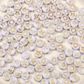 Creamy white acrylic flat beads with gold star and moon patterns for DIY jewelry making - Flat Round Beads / 7x4mm Hole Approx 1mm 100 Pcs/Pack / White Base With Gold Pattern