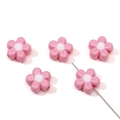DIY beads featuring pink flower acrylic painted finish with white center for jewelry making - 11mm (5 Pieces/Pack) / Pink