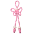Pink polyester paracord butterfly knot pendant with white beads for DIY jewelry making - 1 Piece/Pack (Total Length approx. 16cm, Chinese Knot 6x4cm, Rope Thickness approx. 5mm, Large Hole Bead approx. 16mm) / Pink