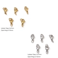 Silver and gold lobster clasps 11x7mm with 0.7x5mm open rings for DIY jewelry making - Lobster Clasp and Open Jump Ring Set / 11x7mm (5 Sets/Pack) / Gold