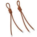 Deep brown leather cord pendants with silver metal caps for DIY bag accessories - 1 Piece/Pack (Approx. 18cm) / Brown