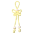 Ciondolo a farfalla in paracord giallo fatto a mano con perle bianche per gioielli fai da te - 1 Pezzo/Confezione (Lunghezza totale circa 16cm, Nodo cinese 6x4cm, Spessore della corda circa 5mm, Perlina con foro grande circa 16mm) / Giallo