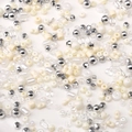 Mixed DIY glass beads in cream white and metallic silver for handmade jewelry making - 10 g / Beige Series