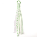Handmade light green and white lace flower tassel pendant keychain with plastic ring hook - Total length approx 21mm (1 Piece/Pack) / Green