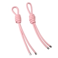 Coppia di ciondoli in pelle rosa con nodi peruviani e terminali in metallo argento - 1 Pezzo/Confezione (circa 18cm) / Rosa