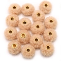 Set of 15 beige faux mink fur large hole beads with gold metal eyelets for DIY jewelry - Faux Teddy Fur Style / 5 Pieces / Tan