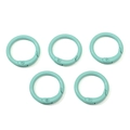 Five light blue alloy spring O-rings with smooth matte finish for DIY jewelry crafts - Diameter approx 23.5mm / Cyan