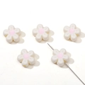 DIY colorful acrylic flower beads for handmade jewelry with white petals and pink center - 11mm (5 Pieces/Pack) / Beige