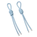 Coppia di ciondoli in pelle PU azzurra con cappucci in metallo argentato per borse - 1 Pezzo/Confezione (circa 18cm) / Blu