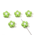 Five bright green acrylic flower beads with white centers for DIY jewelry making - 11mm (5 Pieces/Pack) / Green