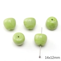Light green apple-shaped 14x12mm glass beads with marble texture for DIY jewelry - 1 Piece (14x12mm) / Green Apple Without Leaf