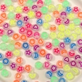 Colorful transparent acrylic moon and star flat beads for DIY bracelet jewelry making - Flat Round Beads / 7x4mm Aperture approx 1mm 50 Pcs/Pack / Transparent Base With Multicolor Pattern