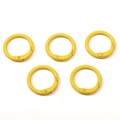 Five yellow spray-painted alloy O-ring spring clasps for DIY jewelry and keychains - Diameter approx 23.5mm / Yellow