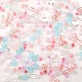 Mezcla de cuentas de vidrio en tonos pastel y formas variadas para bisutería y manualidades - 10 g / Serie Rosa y Azul