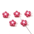 Rose pink five-petal acrylic flower beads for DIY jewelry making with central hole - 11mm (5 Pieces/Pack) / Deep Pink