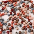 Earthy tone cylindrical glass beads in grey and beige for DIY handmade jewelry crafting - Chubby Cylinder Style / 10g Pack (6mm) / Maillard Color Palette