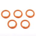 Five bright orange alloy spring O-rings for DIY jewelry making and keychain accessories - Diameter approx 23.5mm / Orange