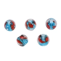 Perles en verre artistique bleu et rouge à motif de sable tourbillonnant, lot de 5 - Bulle de Poisson Rouge