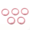 Five pink spray-painted alloy spring ring buckles for DIY keychains and crafts - Diameter approx 23.5mm / Pink