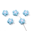 Light blue flower-shaped acrylic DIY bead with a pink center for handmade jewelry - 11mm (5 Pieces/Pack) / Blue
