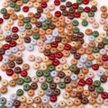 Flat round glass seed beads in mixed autumn colors for DIY necklace and jewelry making - Abacus Bead Style / 10g Pack (6x3mm) / Maillard Color Palette