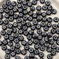 Black acrylic flat beads with white star and moon patterns for DIY jewelry making - Flat Round Beads / 7x4mm Aperture approx 1mm 50 Pcs/Pack / Black Base With White Pattern