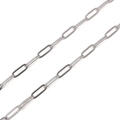 Polished silver paperclip chain links made of stainless steel for DIY jewelry making - Flat Paperclip Link Diameter 1mm Width 4mm Size 4x12mm / Steel Color 1m/Pack