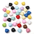 Mixed color acrylic heart charms with ribbed surface and hanging loops for DIY jewelry making - Vintage Heart Pendant Style / 5 Pieces/Pack (15x17mm) / Mixed Colors