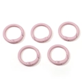 Five pink matte spray-painted alloy spring O-rings for DIY keychains and bags - Diameter approx 23.5mm / Light Pink