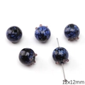 Perles en verre bleu texturées 12x12mm pour bijoux faits main et bracelets DIY - Bleu Myrtille