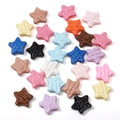 Colorful star-shaped acrylic beads with textured stripes for DIY jewelry making - Irregular Five-Pointed Star Spacer Style / 5 Pieces/Pack (21x18mm) / Mixed Colors