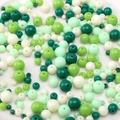 Perle tonde in acrilico verdi e bianche per la creazione di bracciali e collane DIY - 4-10mm (circa 300-400 pezzi/Confezione da 25g) / Mix Serie Verde